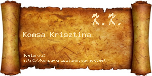 Komsa Krisztina névjegykártya